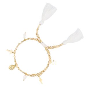 DARK Woven Friendship Bracelet With Charms White With Gold