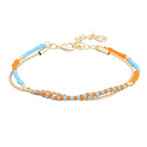 SNÖ of Sweden Porto Mix Bracelet Gold/Mix Turquoise 16–18