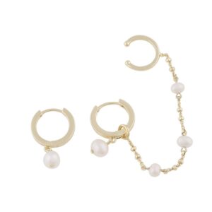 Snö Of Sweden Julie Ring Cuff Earring Gold/White