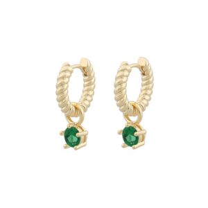 SNÖ of Sweden Vienna Ring Pendant Earring Gold/Green 15mm