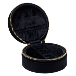 DARK Velvet Jewellery Box Round Black