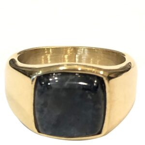 DARK Signet Ring Mini Gold With Grey Marble Size 2