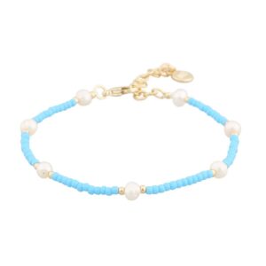 SNÖ of Sweden Porto Pearl Bracelet Gold/Turquoise 16–18