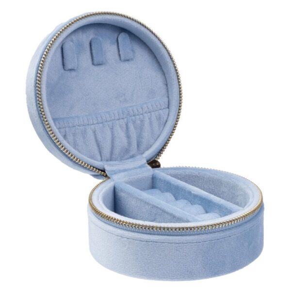 DARK Velvet Jewellery Box Round Light Blue