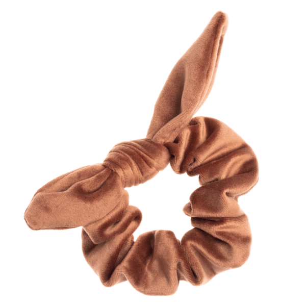 DARK Velvet Scrunchie With Bow Cognaq