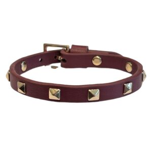 DARK Leather Stud Bracelet Mini Maroon