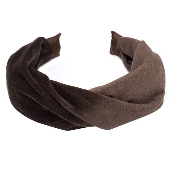 DARK Velvet Hair Band Folded Chocolate Brown