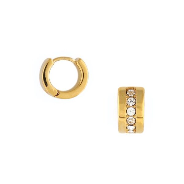 Swarovski Inlay Huggie Hoop - Gold