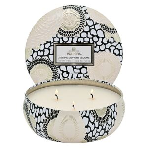 Voluspa 3 Wick Tin Candle Japonica Jasmine Midnight Blooms 340g