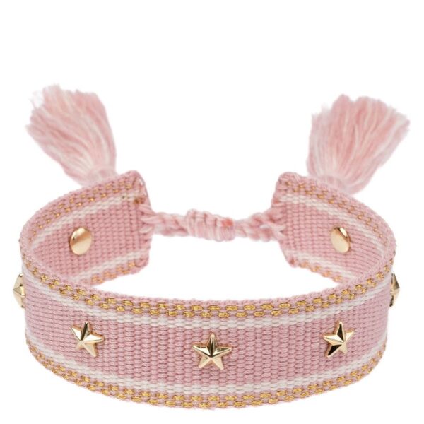 DARK Woven Friendship Bracelet With Star Studs Light Rose With Go