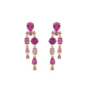 Snö Of Sweden Ellie Pendant Earring Gold/Mix Fuchsia