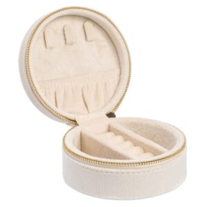 DARK Velvet Jewellery Box Round Vanilla