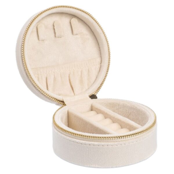 DARK Velvet Jewellery Box Round Vanilla