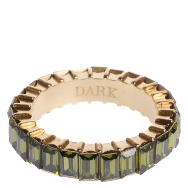 DARK Baguette Crystal Ring Olive Size 1