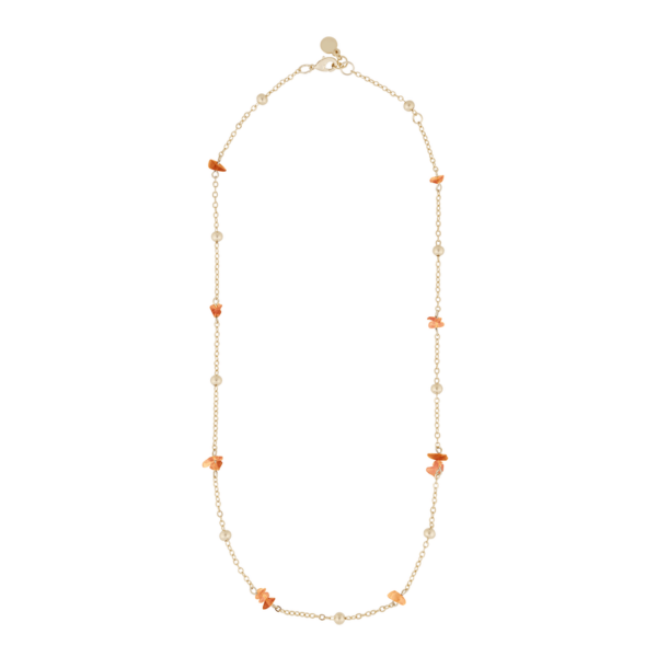 Snö Of Sweden Capri Chain Necklace Gold/Orange 45cm