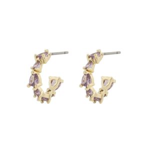 Snö Of Sweden Ashley Small Oval Earring Gold/Lilac Onesize