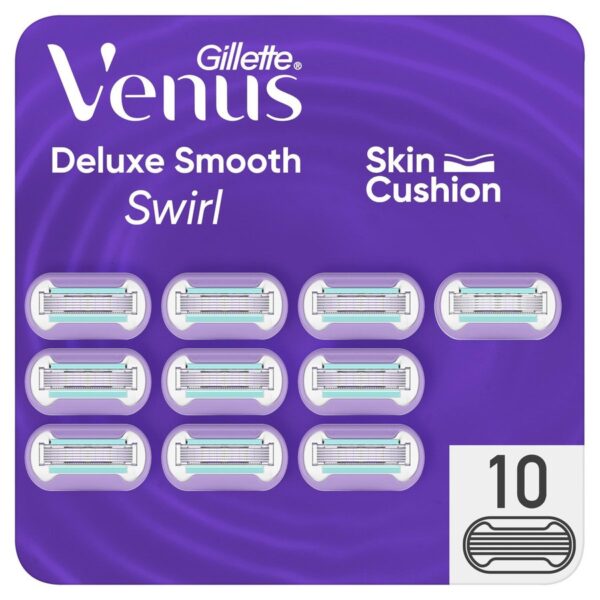 Gillette Venus Deluxe Smooth Swirl Skin Cushion Razor Blades 10pc