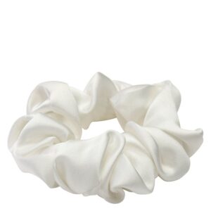 Lenoites Mulberry Silk Scrunchie White