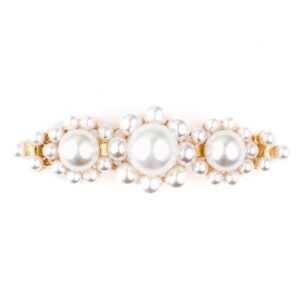 DARK Vintage Pearl Big Barrette Clip White