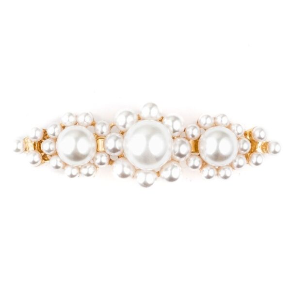 DARK Vintage Pearl Big Barrette Clip White