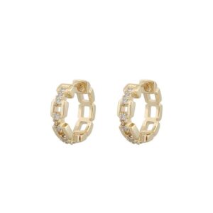 Snö Of Sweden Rome Small Link Ring Earring Gold/Clear 14mm