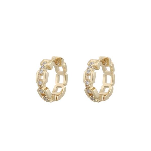 Snö Of Sweden Rome Small Link Ring Earring Gold/Clear 14mm