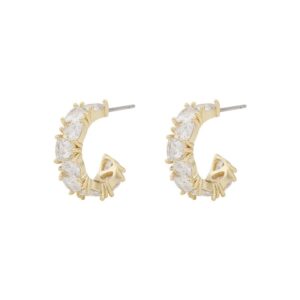 Snö Of Sweden East Oval Earrings Gold/Clear 18mm