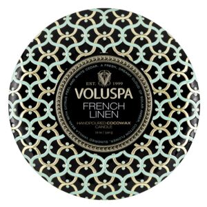 Voluspa 3-Wick Tin Candle French Linen 340g