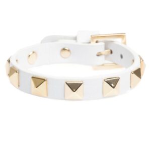 DARK Leather Stud Bracelet White