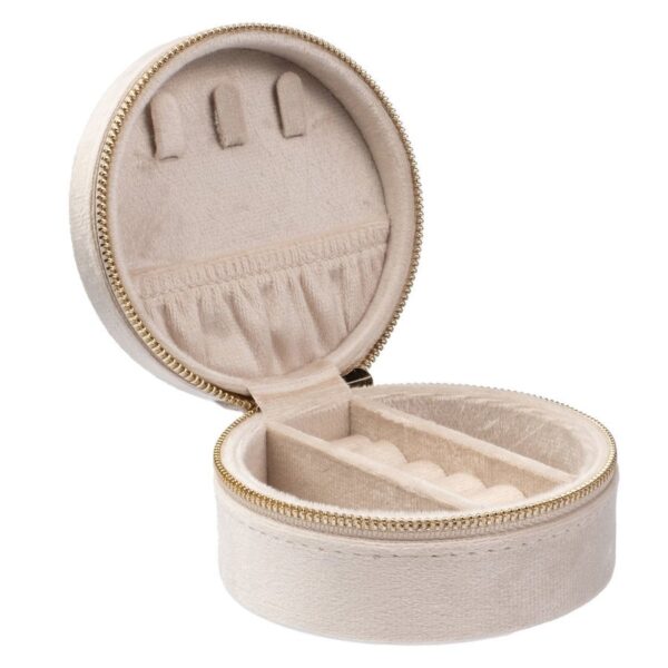 DARK Velvet Jewellery Box Round Sand