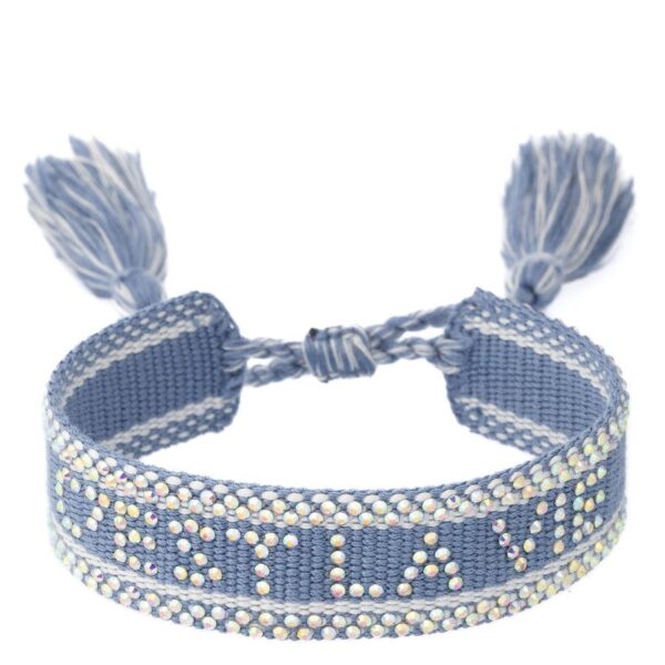 DARK Woven Friendship Bracelet With Crystals C&apos;est La Vie Light B