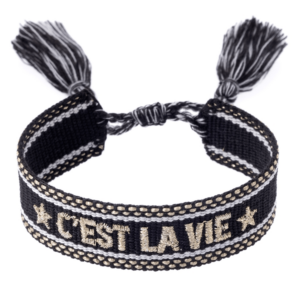 DARK Woven Friendship Bracelet C&apos;est La Vie Black With Gold