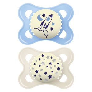 MAM Night Silk Teat Pacifier Blue 0-6m 2pcs