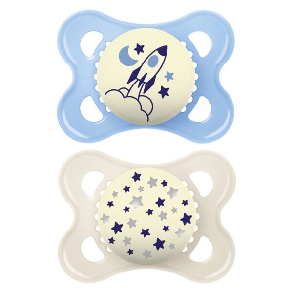 MAM Night Silk Teat Pacifier Blue 0-6m 2pcs