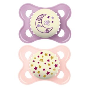 MAM Night Silk Teat Pacifier Pink 0-6m 2pcs