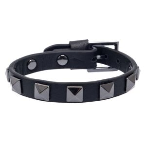 DARK Leather Stud Bracelet Black With Gun