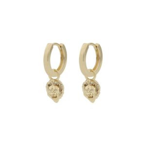 Snö Of Sweden Oz Lion Ring Pendant Earrings Plain Gold 14mm