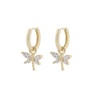 Snö Of Sweden Field Dragonfly Ring Earring Gold/Clear