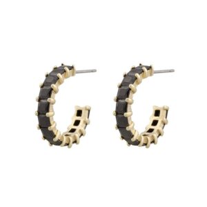 Snö Of Sweden Rome Oval Earring Gold/Black 19mm