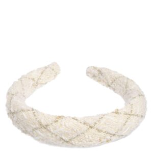 DARK Tweed Hair Band Broad Off White