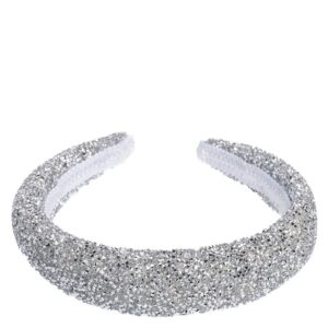 DARK Crystal Hair Band Broad Silver