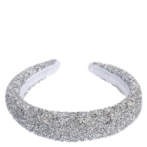 DARK Crystal Hair Band Broad Silver