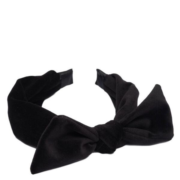 DARK Velvet Hair Band With Bow Black