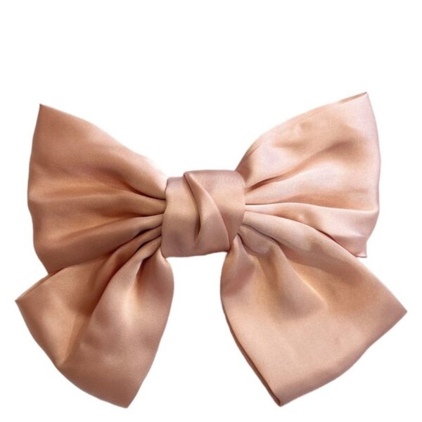 DARK Satin Bow Hair Clip Pale Rose