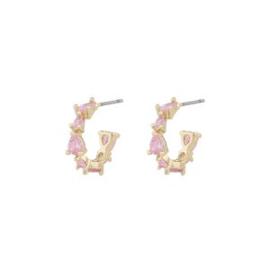 Snö Of Sweden Ashley Small Oval Earring Gold/Pink Onesize