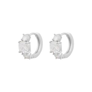 Snö Of Sweden Rome Stone Ring Earring Silver/Clear 13mm