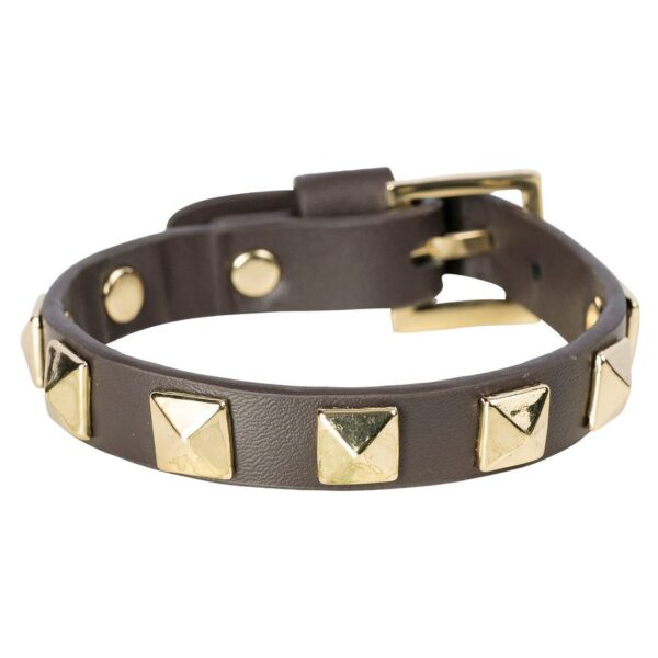 DARK Leather Stud Bracelet Chocolate Brown