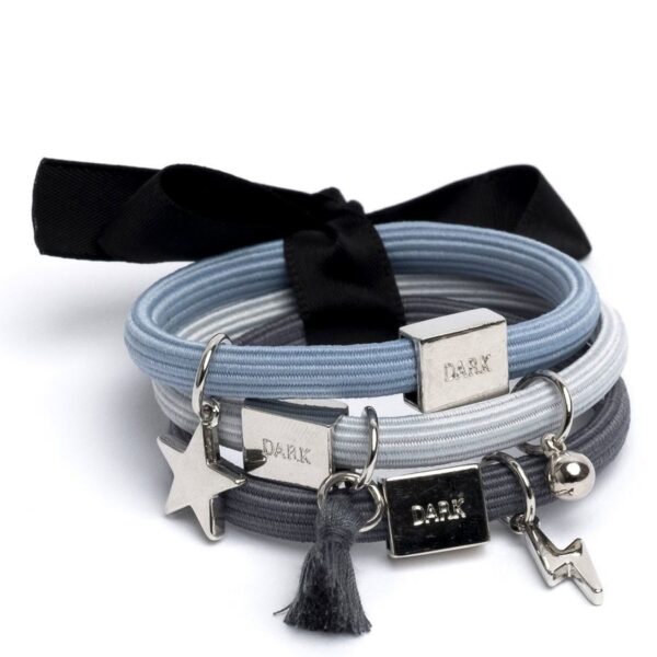 DARK Hair Ties With Charms Combo Blue