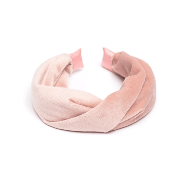 DARK Velvet Hair Band Folded Pale Rose