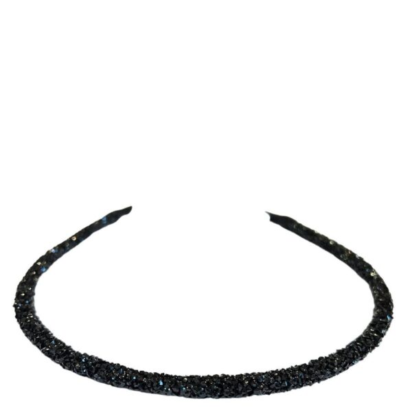 DARK Crystal Hair Band Thin Black